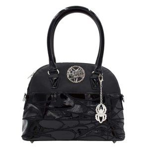 Elvira Macabre Mobile Black Bowling Bag Gothic Purse Embroidered Web NWT
